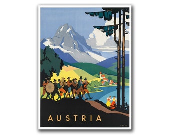 Austria Art Travel Decor Venice Austrian Hiking Poster Wall Art Print (H192)