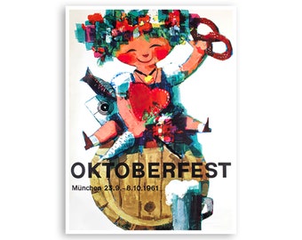 Vintage Oktoberfest Art Germany Travel Poster German Party Gift Print (H1406)