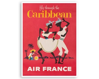 Caribbean Print Air France Travel Poster Art (H839)a