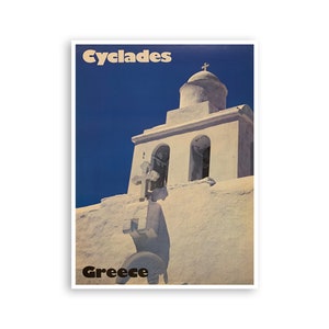 Cyclades Islands Art Greek Travel Poster Greece Print (H1028)a
