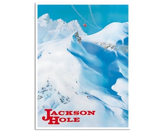Jackson Hole poster Wyoming Travel Art vintage ski print (H1473)