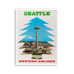 Seattle Washington Print Seattle Travel Poster Retro Art (H818)