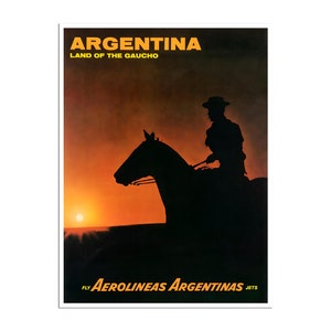 Argentina Gaucho Art Vintage Travel Poster Argentinian Print South American Decor (H1626)