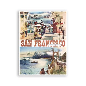 San Francisco Print American Airlines Travel Poster California Art (H1001)a