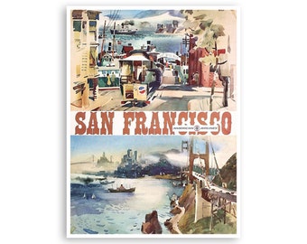 Affiche de voyage imprimée San Francisco California Art (H1001)