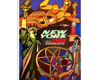 New York Travel Poster Vintage Art NY Souvenir Print (H1652)