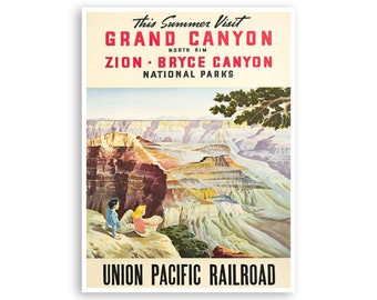 Grand Canyon Art National Parks Poster Union Pacific Print  (H1234)a