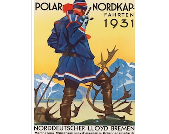 Norway Travel Poster Hunting Art Man Cave Vintage Decor Retro Print (H566)