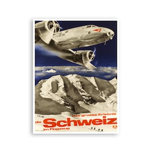 Switzerland Airline Poster Art Swiss Ski Print (H794)a