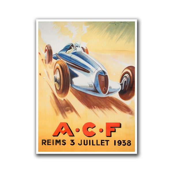 Vintage Travel Art Race Car Poster Sports Decor Art Retro Decor Print (H13)