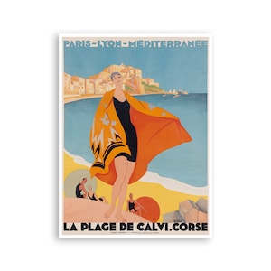 Calvi Print France Travel Poster French Art Roger Broders (H876)a