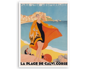 Vintage Calvi Print France Travel Poster Vintage French Art (H876)