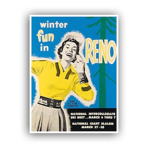 Reno Nevada Vintage Ski Poster Reise Kunstdruck (H443)