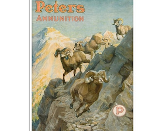 Big Horn Sheep Hunting Art Western Decor Poster Vintage Print (H1583)