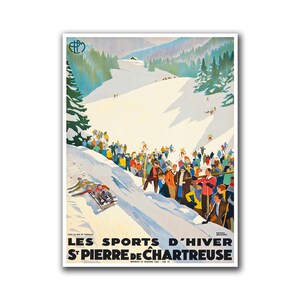 French Ski Poster Saint Pierre de Chartreuse Print France Painting Roger Broders Art (H93)