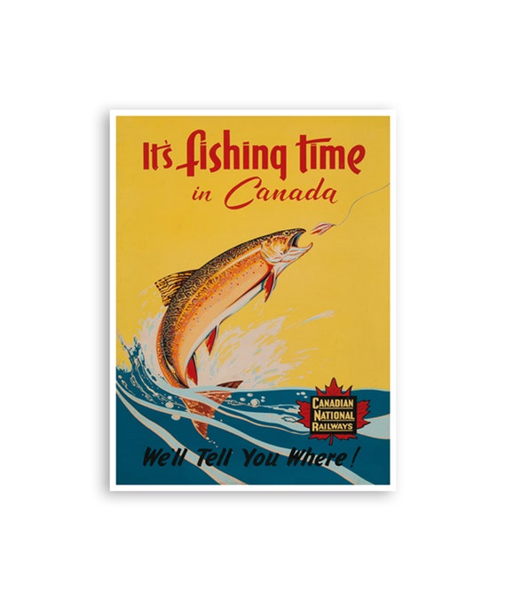 Canada Fishing Poster Art Travel Print Angler's Retro Vintage Decor (H1066)