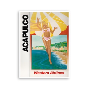 Acapulco Art Western Flugreisen Poster Mexiko Druck (H1073)a