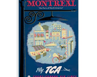 Montreal Travel Poster Canada Art Vintage Airline Print (H1712)