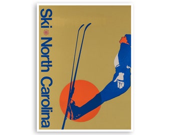 North Carolina Print Skiing Art Sugar Mountain Print (H1187)a