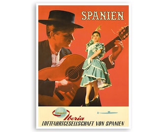 Affiche Vintage IBERIA Airlines - Poster Haute Qualité 50x70 Cm, Marque PostersAndCo, Neuf
