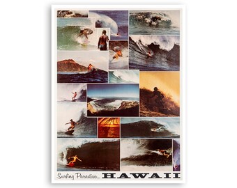 Hawaii Surfing Art Surfer Photo Hawaiian Print Travel Poster (H1095)a