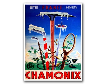 Chamonix Print France Travel Poster French Art (H252)a