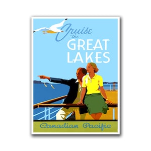 Great Lakes Travel Poster Cruise Ship Wall Art Vintage Print (H247)