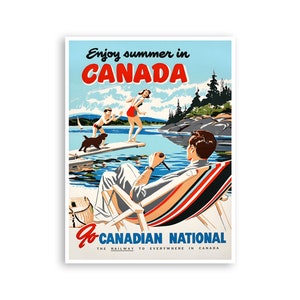 Canadá verano arte vintage viaje cartel vacaciones canadienses impresión deportes decoración (H1402)