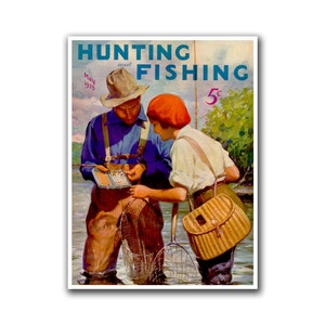 Mancave Decor Hunting Art Fishing Poster Vintage Print (H2)