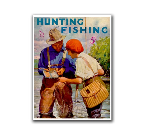 Mancave Decor Hunting Art Fishing Poster Vintage Print (H2)