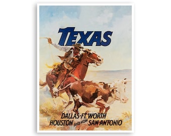 Texas Travel Art Western Home Decor Sports Wall Art Print (H992)
