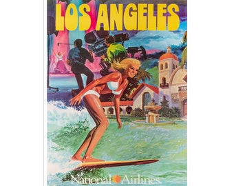 Retro Surfing Poster Los Angeles Travel Decor Art Retro Decor Print (H589)