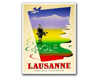 Swiss Travel Poster Wall Art Golf Print Sports Decor (H151)