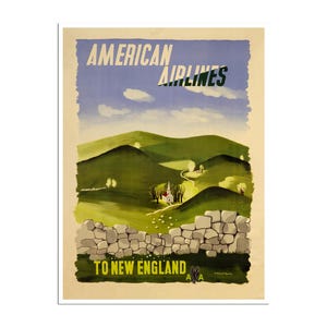 New England Poster American Airlines Travel Art Print (H1729)