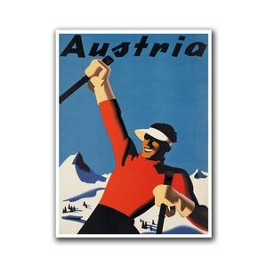 Austria Ski Poster Skiing Print Austrian Art (H190)a