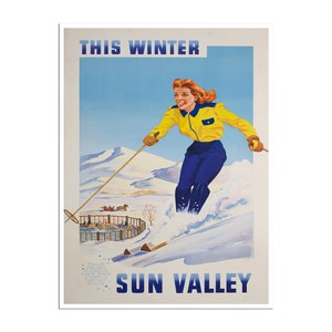 Sun Valley Poster Idaho Ski Art Skiing Print (H1571)a
