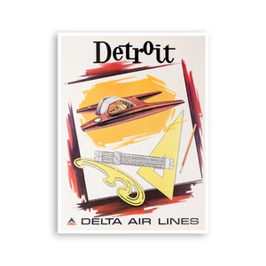 Detroit Art Delta Fluglinien Reiseplakat Missouri Druck (H1246)a