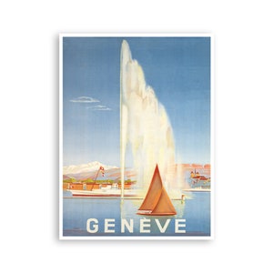 Póster de viaje con impresión de arte de Ginebra, Suiza, decoración europea, impresión vintage (H1111)