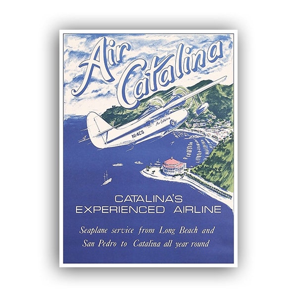 Póster de viaje de las Islas Catalina, impresión de arte de aerolínea, decoración deportiva (H476)