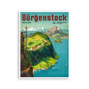 Burgenstock Travel Art Switzerland Poster Sports Retro Decor Vintage Print (H812)
