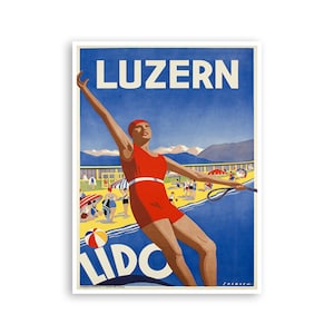 Lucerne Art Switzerland Travel Poster Beach Print (H889)a