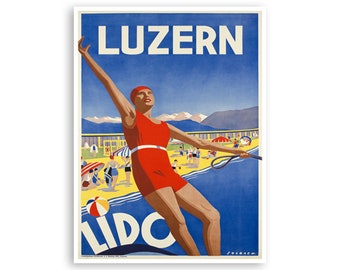 Lucerne Switzerland Art Travel Poster Beach Print (H889)
