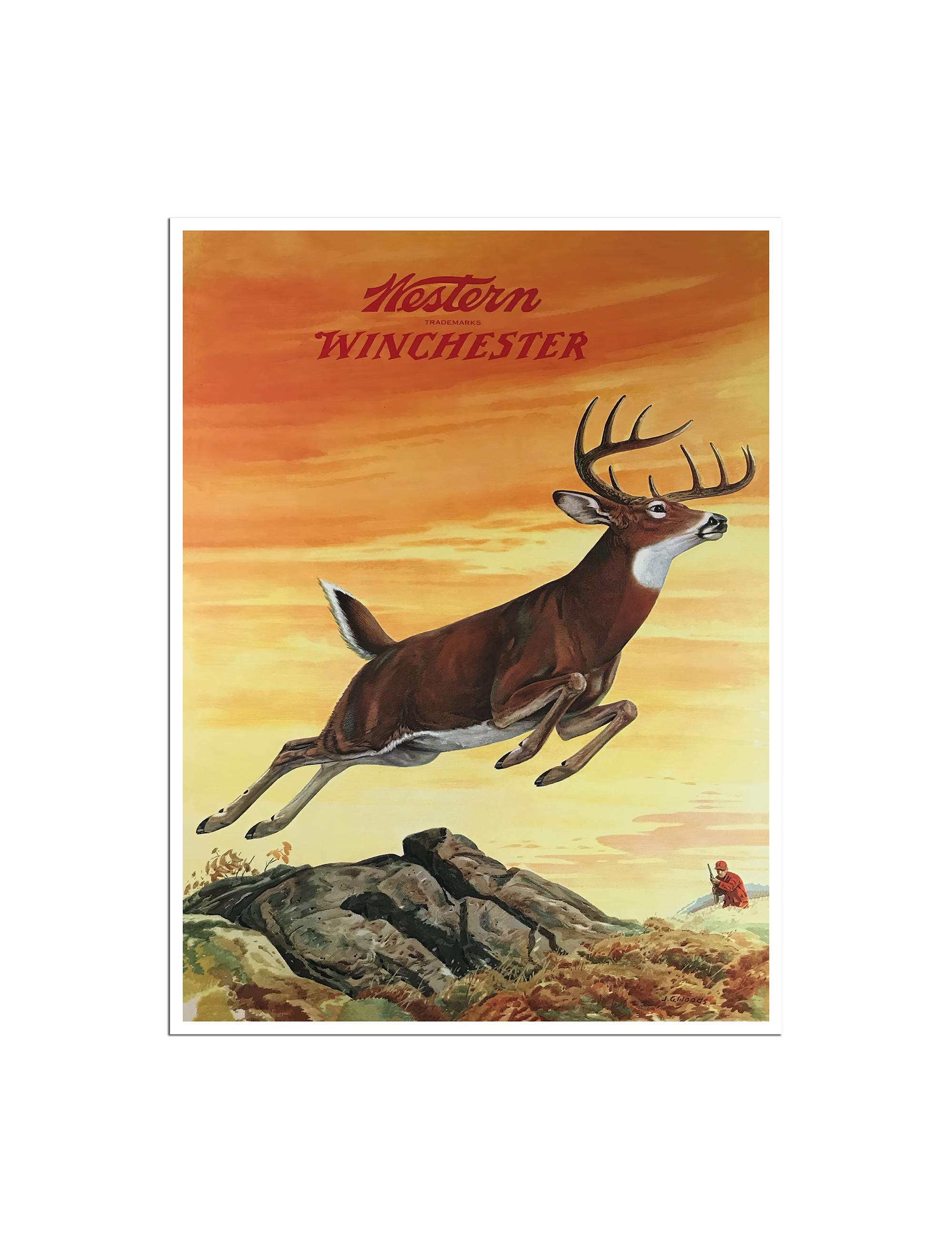 Deer Hunting Art Western Decor Winchester Sports Poster Vintage Print (H214)a