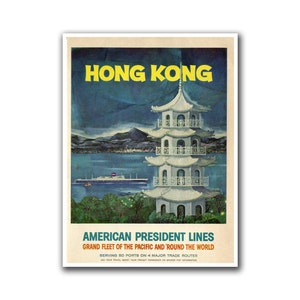 Hong Kong Art American President Lines Travel Poster China Print (H226)a