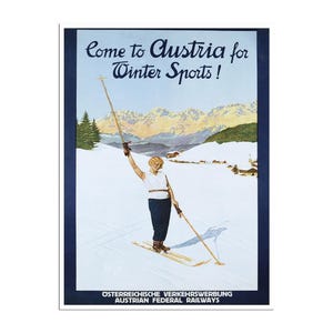 Austria Ski Poster Art Austrian Travel Print (H193)a