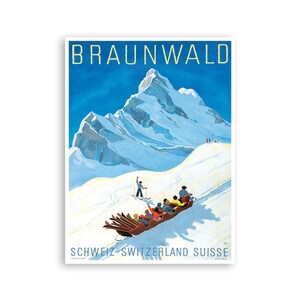 Braunwald Switzerland Art Swiss Travel Poster Vintage Ski Print (H820)