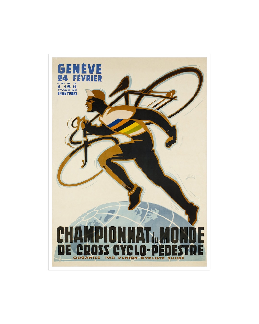 Championnat Du Monde Poster Cycling Art Bicycle Print h802a Etsy