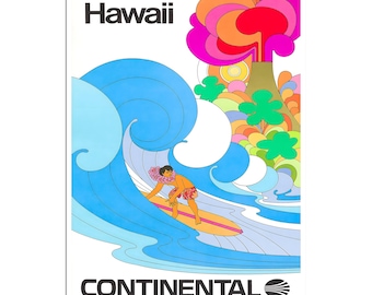 Retro Poster Hawaii Travel Decor Surfing Art Retro Decor Print (H131)