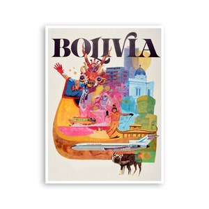 Bolivia Art South America Travel Poster Vintage Bolivia Print (H1070)