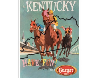 Kentucky Derby Art Travel Poster Horseback Riding Print Vintage Home Decor (H643)